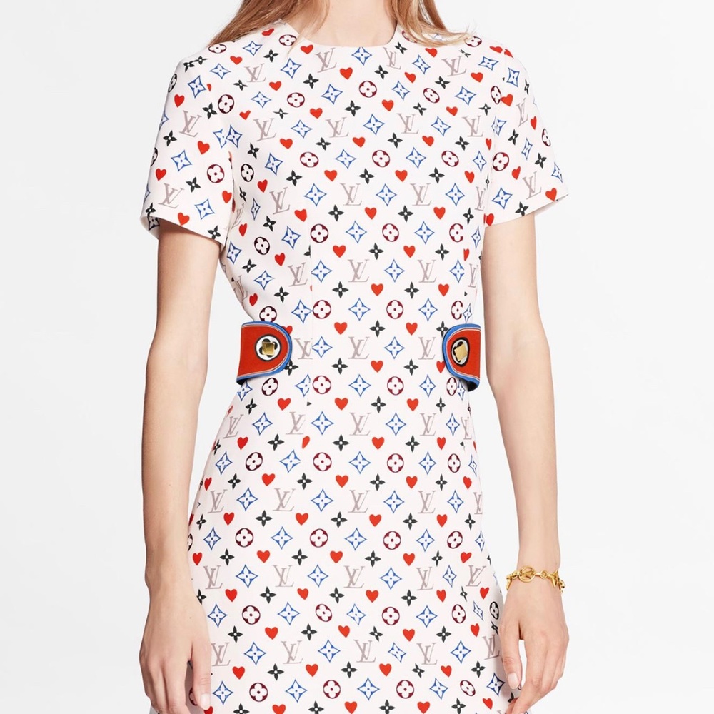Louis Vuitton Game On Contrast Martingale Straight- Cut Dress